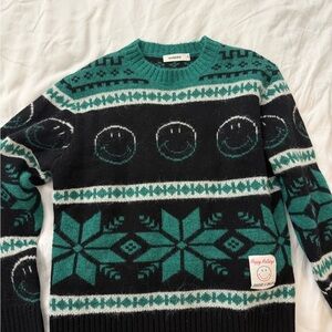 Sandro Black and Green Sweater